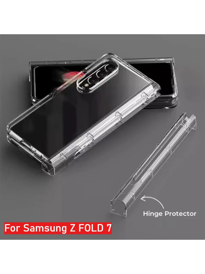 Samsung Schutzhülle für Galaxy Z Fold 7 6 5 4 3 5G transparent mit Scharnierschutz und Stiftschlitz aus hartem PC - Bild 5