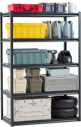 VEVOR Garagenregal aus Metall mit 5 verstellbaren Ebenen, schwarz, B/T/H: 121,92 x 60,96 x 182,88 cm - Bild 1