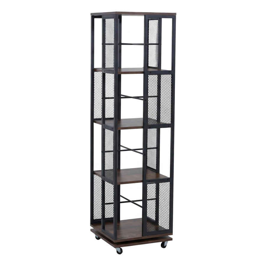 Bücherregal MCW-P13 Industrial Design aus Metall und Melamin in Dunkelbraun, H x B x T: 147 x 40 x 40 cm - Bild 3