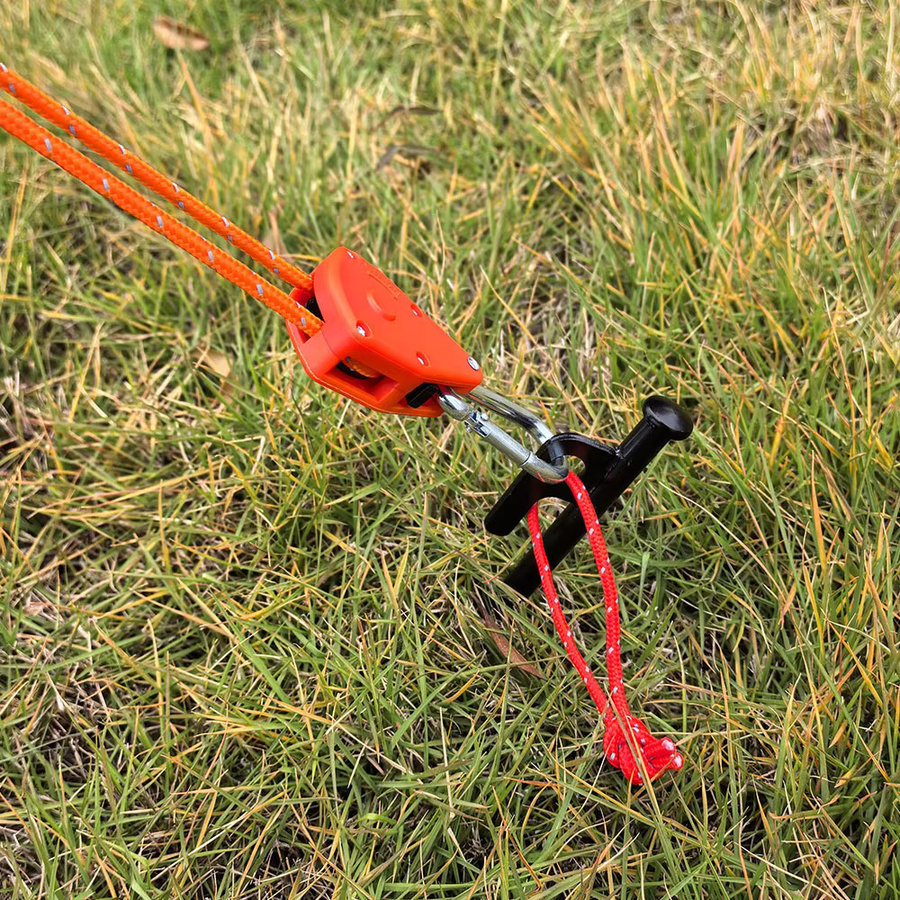 Campingzelt-Spannseil mit Ratsche und Haken in Orange, 4 mm x 4 m - Bild 4