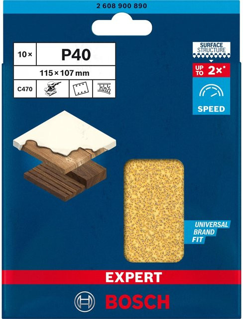 Bosch Expert C470 Schwingschleifpapier gelocht Körnung 40 B: 115 mm, T: 107 mm, 10 Stück - Bild 2