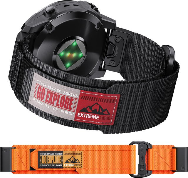 GEAR-D4 Uhrenarmband Nylon, Schwarz, Unisex, 22 mm, 26 mm - Bild 1