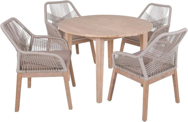 DELUKE Garten-Sitzgruppe KIEV 5-tlg. aus Akazie und Teakholz in Beige und Braun - Bild 1