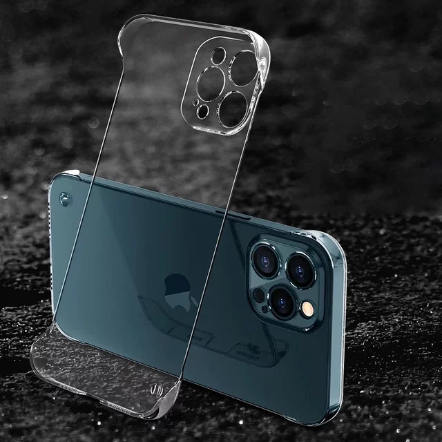 Stoßfeste und transparente Schutzhülle aus hartem PC für iPhone 16 15 14 13 12 11 Pro Max mit rahmenlosem Kameraobjektiv-Schutz - Bild 1