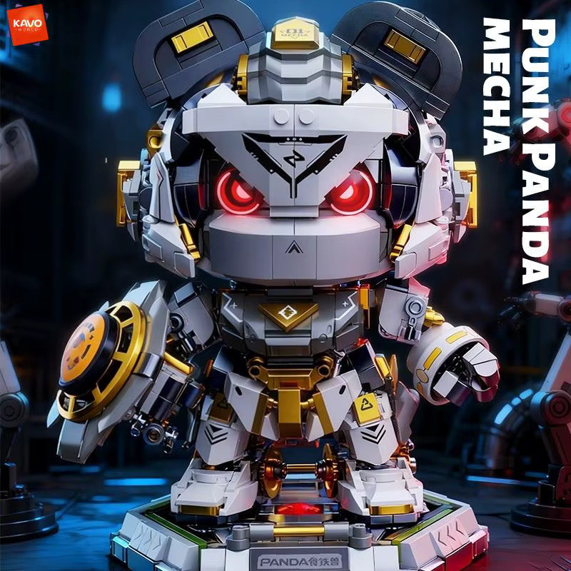KAVOWORLD Panda-Mecha-Modellbausatz, 1623 Teile, mit LED-Beleuchtung - Bild 2