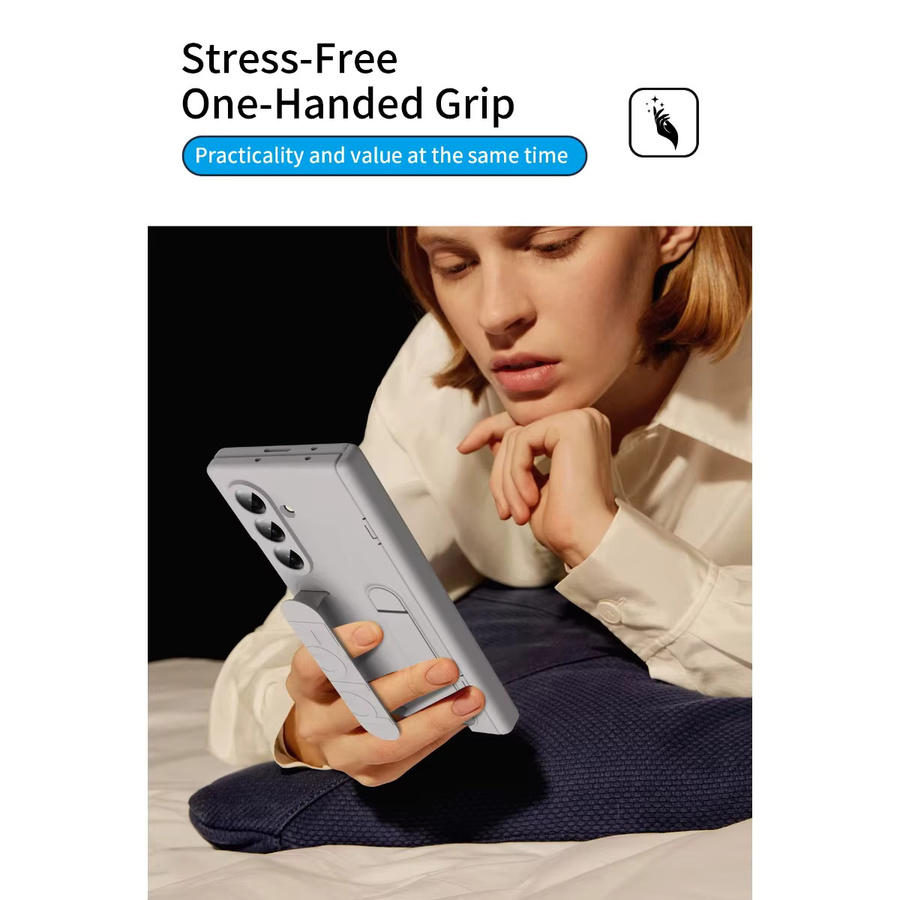 Silikonhülle mit verstecktem Ständer und Scharnierschutz für Samsung Galaxy Z Fold 7 6 5 4 3 inklusive Displayschutzfolie in Blau - Bild 3