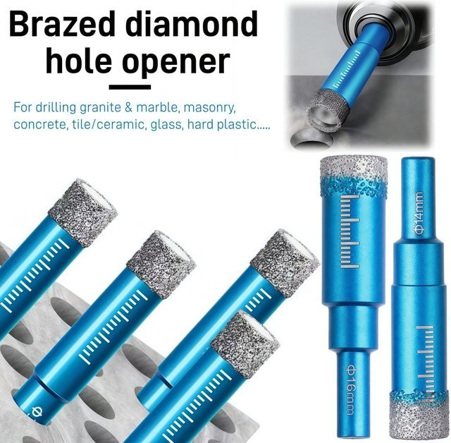 RSMXYO Diamantgelöteter Trockenbohrer Lochsägenschneider für Porzellan, Keramik, Marmor, Granit und Fliesen mit rundem Schaft 5–16 mm - Bild 1