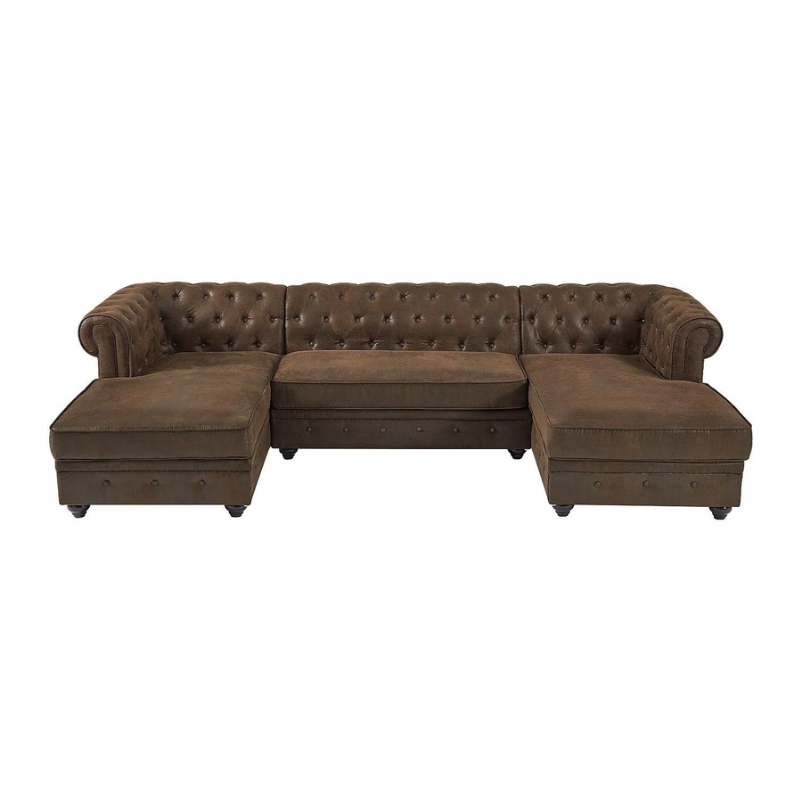 Vente-unique Chesterfield Sofa in Braun mit Microfaser-Bezug und Holzgestell, Breite: 290 cm - Bild 2