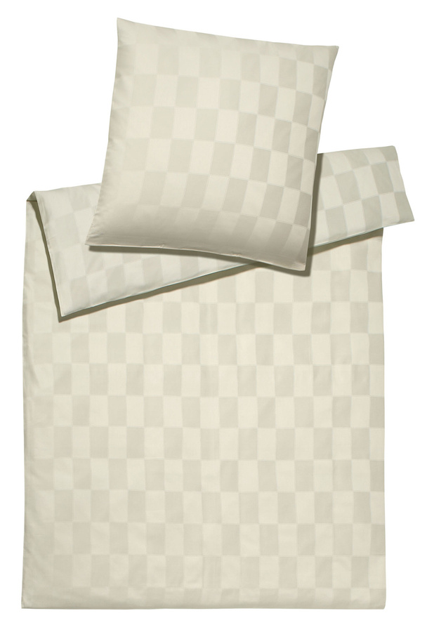 Courage 2244 Kissenbezug Jacquard Beige Karo-Design aus Baumwolle 80 x 80 cm - Bild 1
