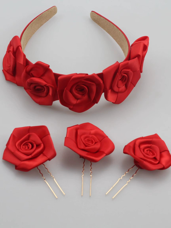 FirstStar Stirnband mit Rosenblume, Rot - Bild 3
