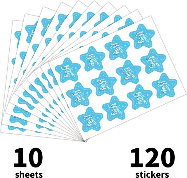 120 Stück Team Girl Boy Aufkleber mit Stern-Design in Rosa und Blau für Babypartys und Geschenkverpackungen - Bild 1