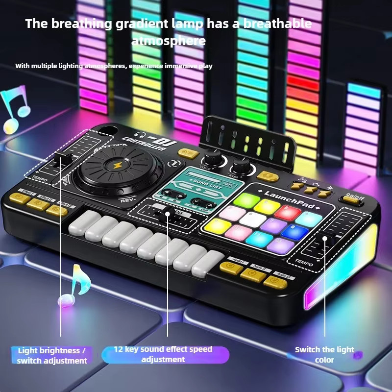 CONUSEA Kinder-DJ-Mixer-Controller-Spielzeug, Musikinstrument, mit Mikrofon, elektronische Klaviertastatur - Bild 5