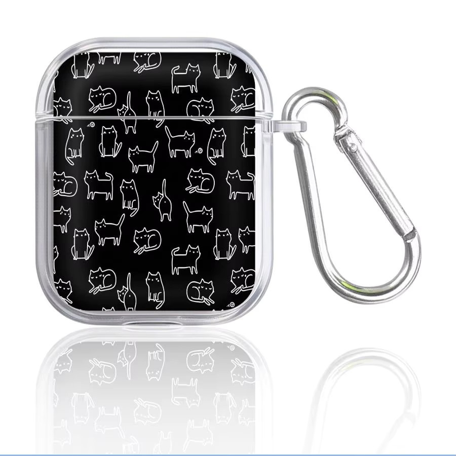 Transparente Kopfhörerhülle mit Cat-Line-Design für Apple AirPods Pro und AirPods 4 - Bild 3
