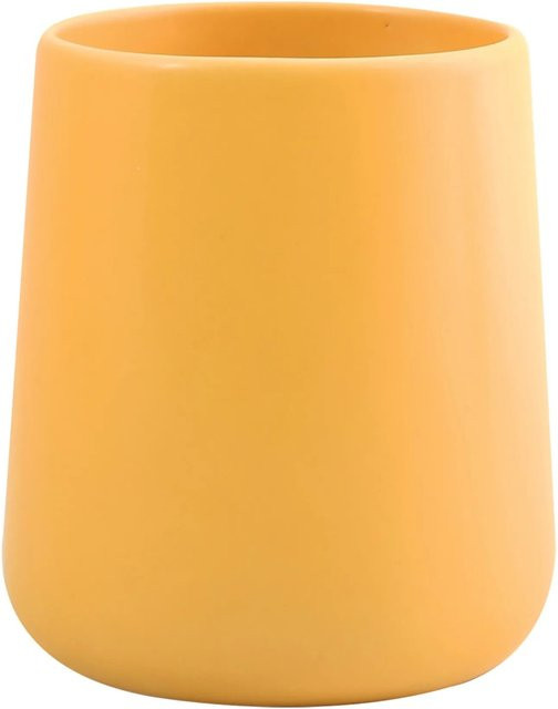 MSV Zahnputzbecher Maonie aus Keramik in Safrangelb, Durchmesser: 8,5 cm, Höhe: 10 cm - Bild 1