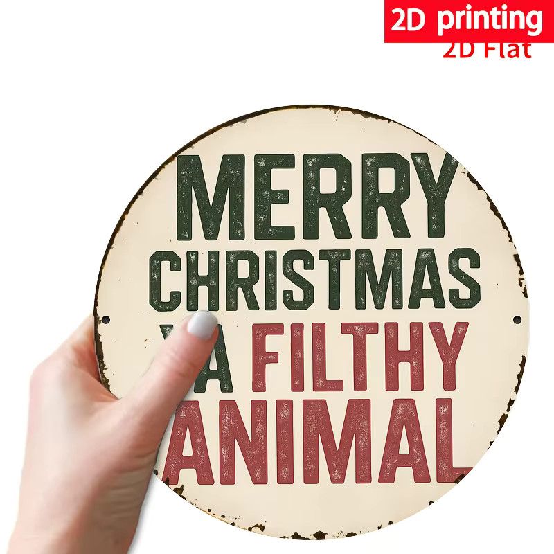 Potdemiel Weihnachtsschild Merry Christmas You Filthy Animal in kräftigem Rot für deine rustikale Bauernhausdekoration - Bild 2