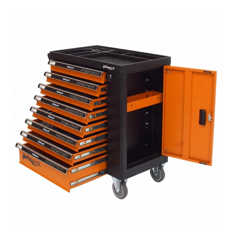 Holmwerk Werkstattwagen Profi Leer in Orange mit Arbeitsplatte, rollbar und abschließbar - Bild 2