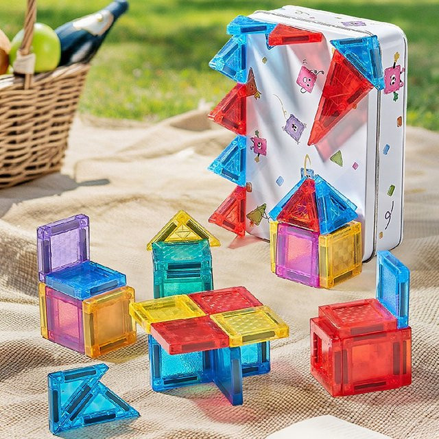 Brozebra Magnetische Mini Fliesen Reise Spielzeug Set für Kinder, Buntes STEM Pädagogisches Lernspielzeug aus Metall und Kunststoff, Breite: 3,75 cm, Tiefe: 3,75 cm, Höhe: 3,75 cm - Bild 1