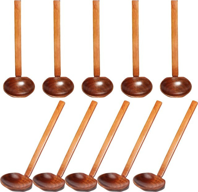 10 Stück Willstar Holz-Servierlöffel in Braun für Suppe, Reis und Brei - Bild 1
