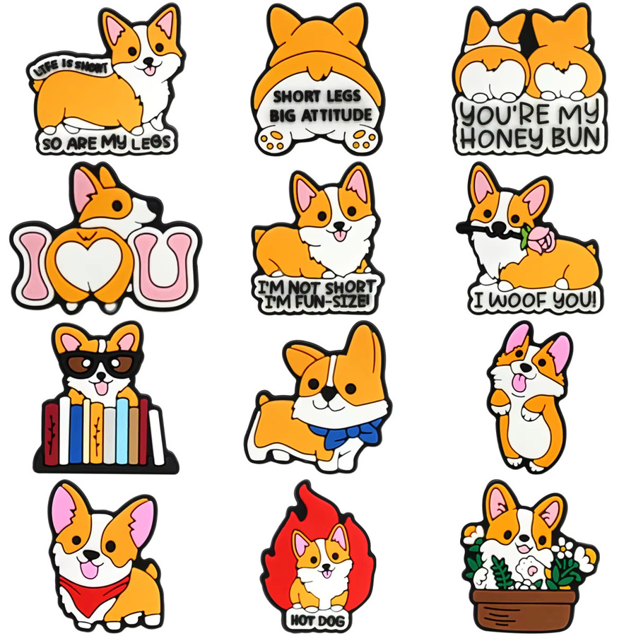 Lanxi League Schuhanhänger Corgi-Hund, 12/14 Stück, PVC - Bild 3