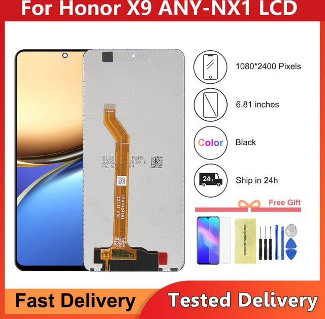 Sinmaytai LCD-Bildschirm mit Touchscreen-Digitalisierer und Rahmen für Honor X9 4G/5G (Modell ANY-NX1), 6.81 Zoll, Schwarz - Bild 1