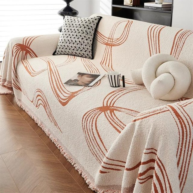 Superweicher Plüsch-Sofabezug von Super Six aus Fleece, einteilige Sofadecke mit geometrischem Design, B/B: 180 x 280 cm - Bild 1