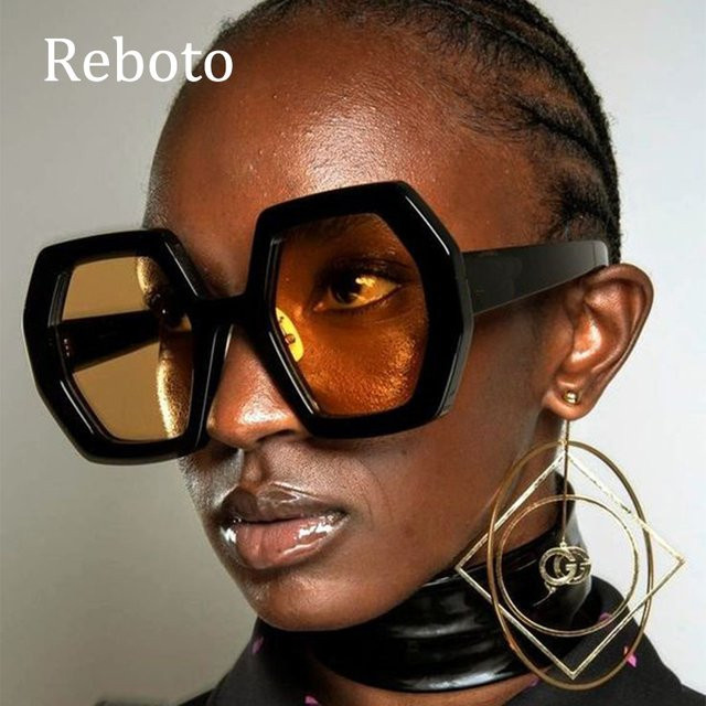 Reboto Sonnenbrille Square, Vollrand, Gelb, Damen, Kunststoff - Bild 1