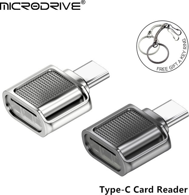 Plug and Play Type-C Mini-Kartenleser für Mobiltelefone mit OTG-Funktion für TF-Karten, Schwarz/Silber - Bild 1