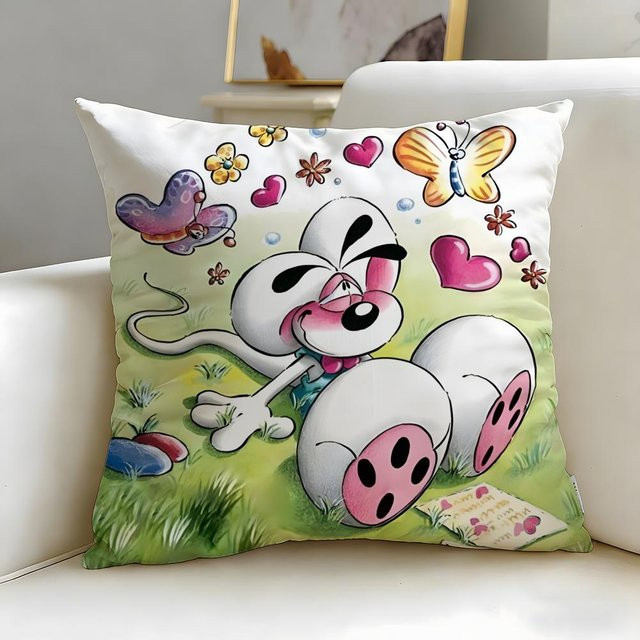 Diddl Kissenbezug von Delampa mit Cartoon-Motiv, Mehrfarbig, B/B: 18 x 18 cm - Bild 1