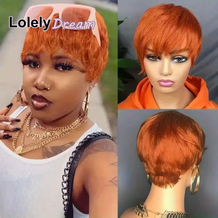 Lolely Dream Damen-Perücke, orangefarbener Ingwer, 100 % Echthaar - Bild 4