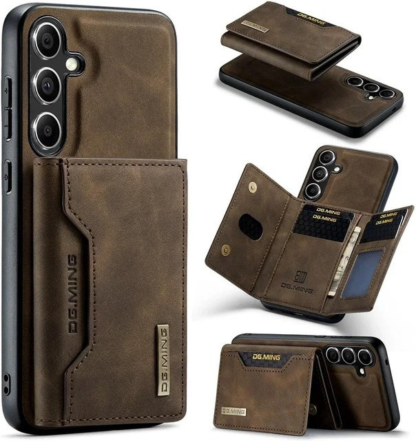 2-in-1 Magnetische Leder Geldbörse Handyhülle mit Kartensteckplatz für Samsung Galaxy S25 S24 S23 Ultra S22 S21 Plus A14 A34 A54 A24 in Braun - Bild 1