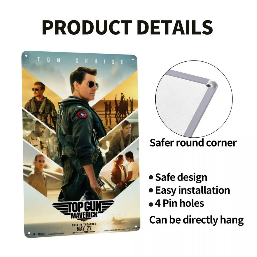Retro Top Gun Maverick Metallblechschild von ZX ART als rechteckige Wandkunst, B/H: 30 x 20 cm - Bild 3