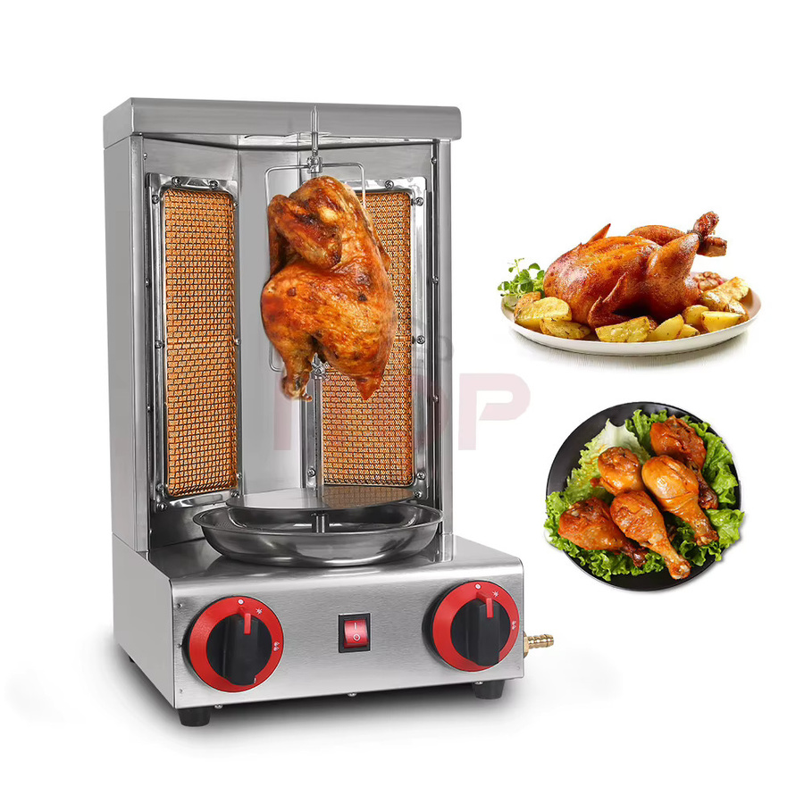 GZKITCHEN Gas-Shawarma-Maschine als vertikaler automatischer rotierender BBQ-Grill für Döner-Kebab in Silber - Bild 2