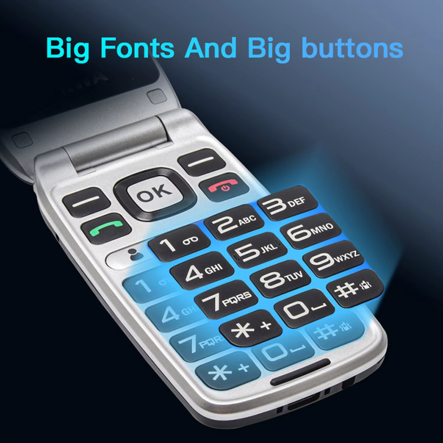 UNIWA V202T 4G LTE Feature Flip Phone mit Dual Screen und SOS-Funktion in Blau - Bild 3