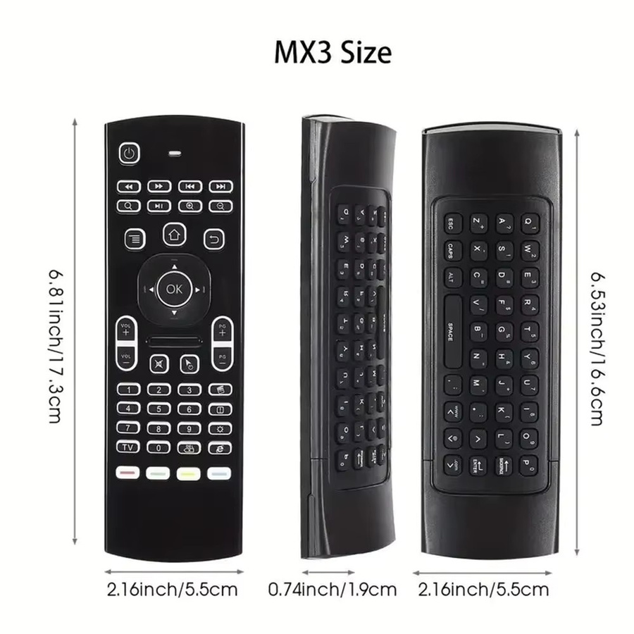 MRSVI Air Mouse MX3 Drahtlose Tastatur mit Hintergrundbeleuchtung und Sprachsteuerung in Schwarz für Android TV Boxen - Bild 2
