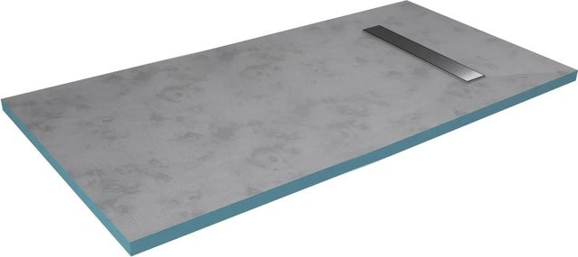 Aurlane Showerboard linear in Grau mit silbernem Ablaufkanal aus Edelstahl B/T: 160 x 90 cm - Bild 1