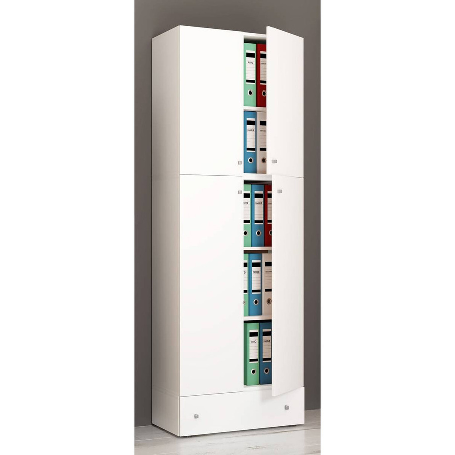 VCM Büroschrank Lona Weiß mit Drehtüren, Schubladen und verstellbaren Regalböden, B/H/T: 70 x 200 x 39 cm - Bild 2