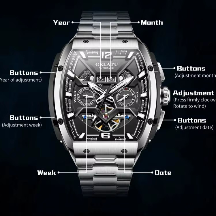 GELATU Armbanduhr Automatik, Edelstahl, Bicolor, Herren - Bild 2