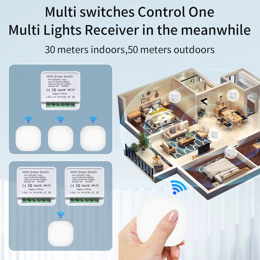 GGBEE Wifi Smart Switch Modul DIY Relais Breaker in Weiß mit Cozylife App Steuerung für Alexa, Google Home und Alice - Bild 2