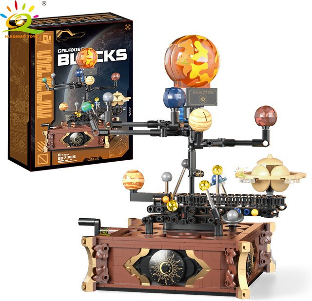 HUIQIBAO MOC Sonnensystem Orbit Planet Modell Baustein Set Multicolor Luft- und Raumfahrt Spielzeug für Kinder als Schreibtisch Dekoration - Bild 1