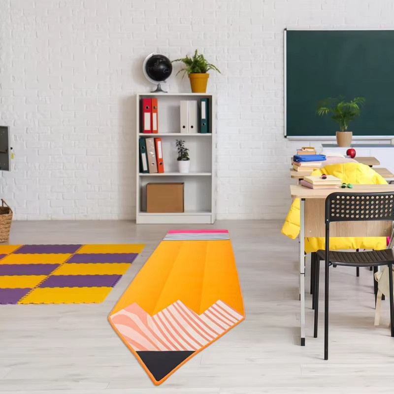 VIKAMA Teppich mit kreativem Bleistiftmuster in Multicolour, modern und fleckenresistent für Wohnzimmer und Schlafzimmer - Bild 2