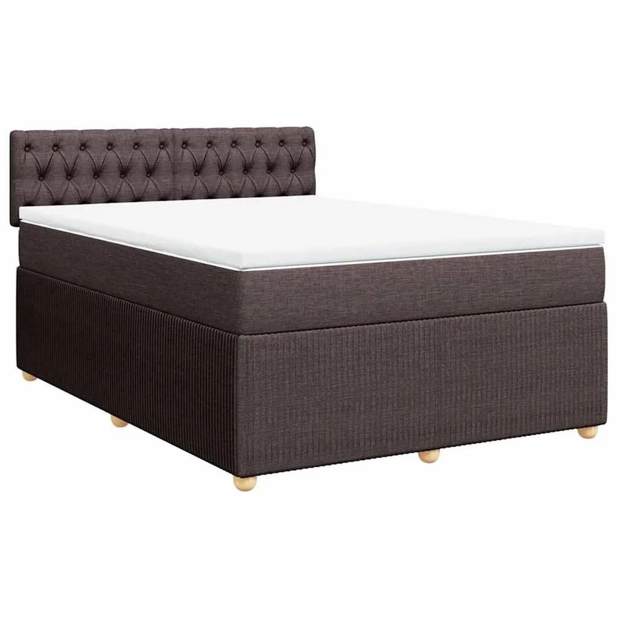 vidaXL Boxspringbett Hybrid mit Matratze und Taschenfederkern, Dunkelbraun und Weiß, B/T/H: 140 x 190 cm - Bild 2