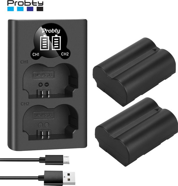 Fujifilm NP-W235 Akku Set mit 2600 mAh und LED-Doppelladegerät in Schwarz für Fuji X-T5, X-T4, GFX 50S II, GFX 100S und X-H2 Kameras - Bild 1
