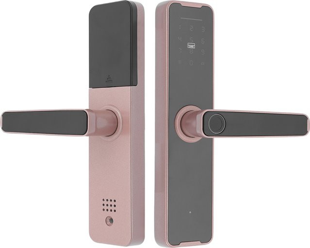 TUYA Wifi Smart Türschloss mit Fingerabdruck, Passwort und Swipe Card aus Aluminiumlegierung in Gold oder Pink für Türstärken von 30-50 mm - Bild 1