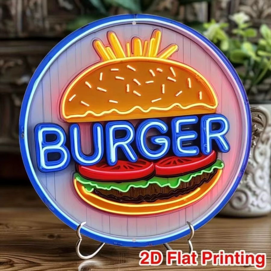 Potdemiel Vintage Burger Metallschild im Neonschild-Design zur Dekoration für Bar und Restaurant - Bild 2