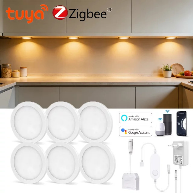 Lcamaw LED Panel Lampe mit Zigbee Controller, dimmbar, Weiß, für Schrank, Wand und Decke, kompatibel mit Tuya, Amazon Alexa und Google Assistant, 12V - Bild 1