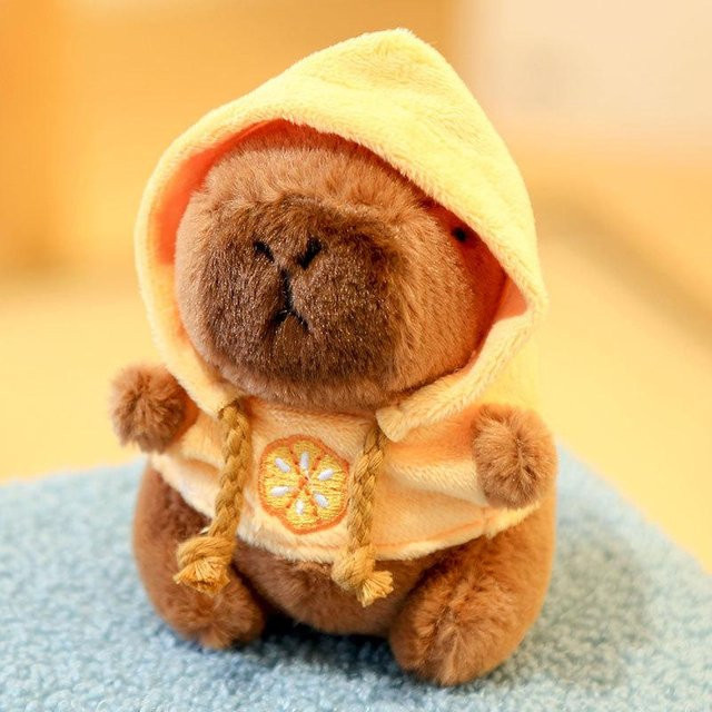 Yiran toy Capybara Plüschtier Hoodie mit Flügeln, 9-13cm, Braun - Bild 1