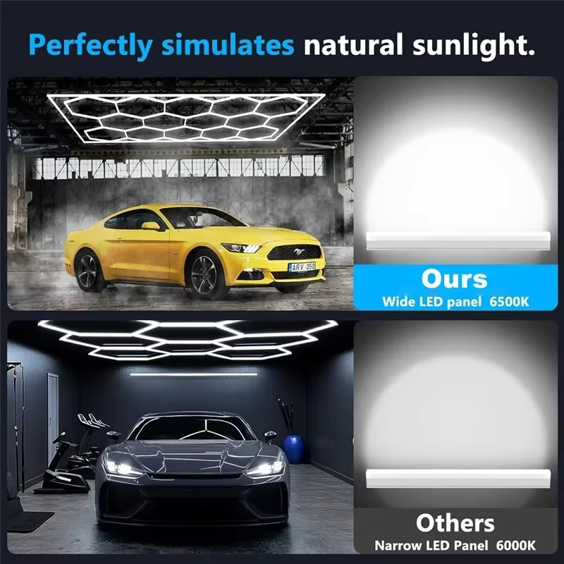 LINYILIGHT Sechseckige Waben-LED-Beleuchtung in Weiß mit 6500 K Cool White für Garage und Shop - Bild 3