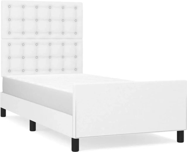 vidaXL Bettgestell mit Kopfteil aus Kunstleder und Lärchenholz in Weiß, B/T/H: 80 x 200 cm - Bild 1
