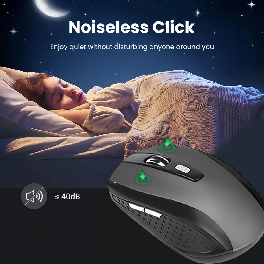 Kebidumei Kabellose Ergonomische Maus mit 2,4 GHz, 6 Tasten und leisen Klicks in Schwarz für PC, Laptop und MacBook - Bild 4