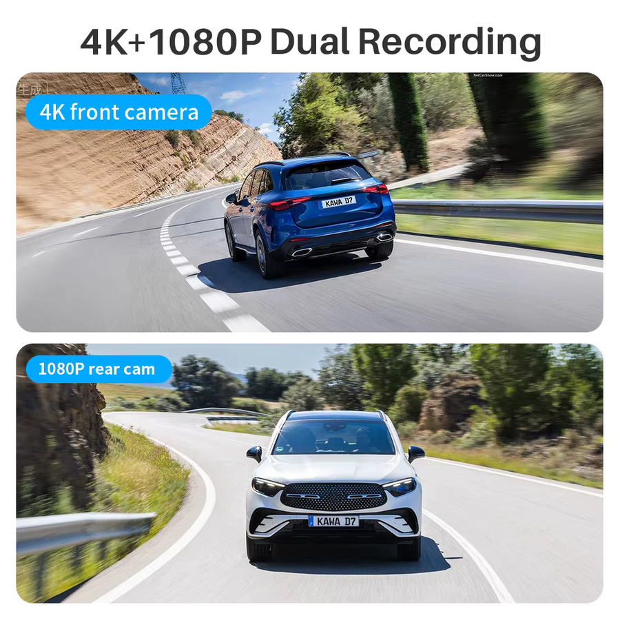 KAWA D7 4K Dashcam mit Front- und Rückfahrkamera, WiFi6 Videorekorder mit App- und Sprachsteuerung - Bild 2